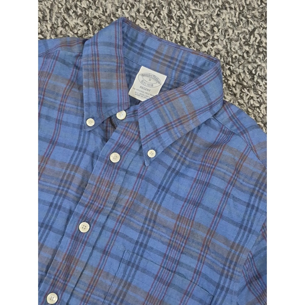 Brooks Brothers All Irish Linen Shirt Mens‎ Small Regent Button Down Plaid